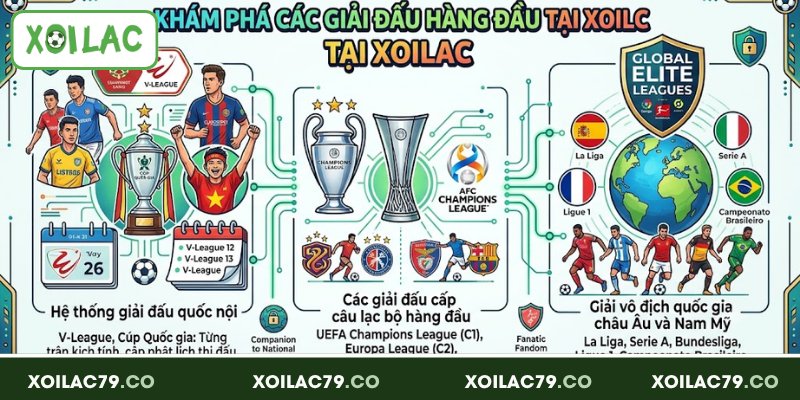 Khám phá các giải đấu hàng đầu có mặt tại Xoilac